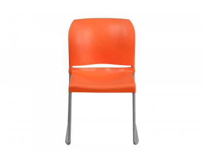 BLNK HERCULES Series Full Back Contoured Stack Chair with Gray Powder Coated Sled Base - Orange