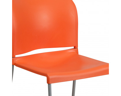 BLNK HERCULES Series Full Back Contoured Stack Chair with Gray Powder Coated Sled Base - Orange