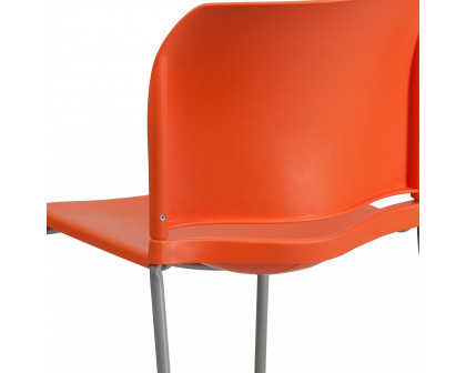 BLNK HERCULES Series Full Back Contoured Stack Chair with Gray Powder Coated Sled Base - Orange