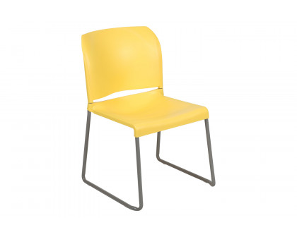 BLNK HERCULES Series Full Back Contoured Stack Chair with Gray Powder Coated Sled Base - Yellow