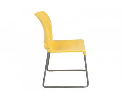 BLNK HERCULES Series Full Back Contoured Stack Chair with Gray Powder Coated Sled Base - Yellow