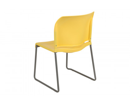 BLNK HERCULES Series Full Back Contoured Stack Chair with Gray Powder Coated Sled Base - Yellow