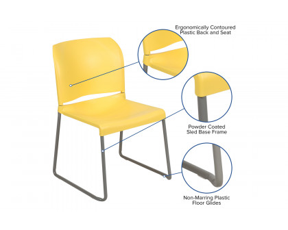 BLNK HERCULES Series Full Back Contoured Stack Chair with Gray Powder Coated Sled Base - Yellow