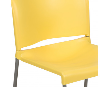 BLNK HERCULES Series Full Back Contoured Stack Chair with Gray Powder Coated Sled Base - Yellow