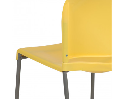 BLNK HERCULES Series Full Back Contoured Stack Chair with Gray Powder Coated Sled Base - Yellow