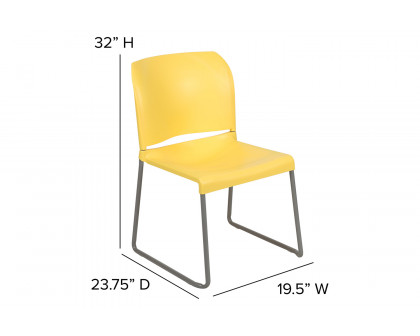 BLNK HERCULES Series Full Back Contoured Stack Chair with Gray Powder Coated Sled Base - Yellow