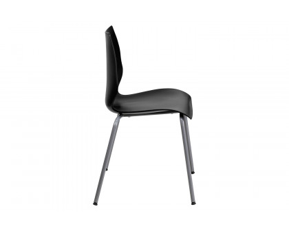 BLNK HERCULES Series Stack Chair with Lumbar Support and Silver Frame - Black