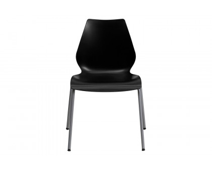 BLNK HERCULES Series Stack Chair with Lumbar Support and Silver Frame - Black