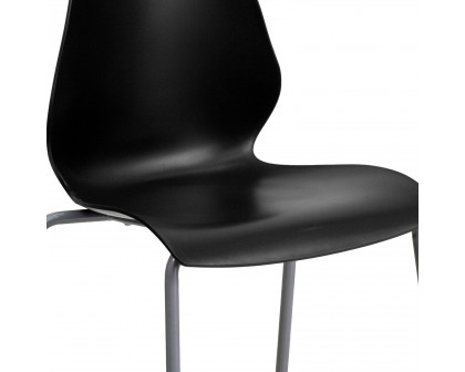 BLNK HERCULES Series Stack Chair with Lumbar Support and Silver Frame - Black