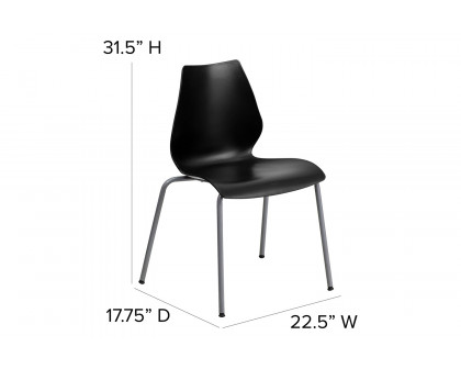 BLNK HERCULES Series Stack Chair with Lumbar Support and Silver Frame - Black