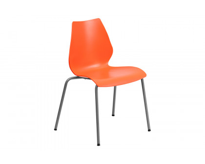 BLNK HERCULES Series Stack Chair with Lumbar Support and Silver Frame - Orange