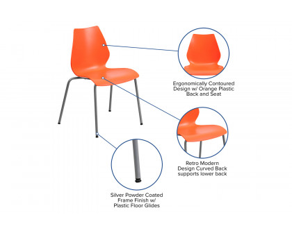 BLNK HERCULES Series Stack Chair with Lumbar Support and Silver Frame - Orange