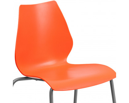 BLNK HERCULES Series Stack Chair with Lumbar Support and Silver Frame - Orange