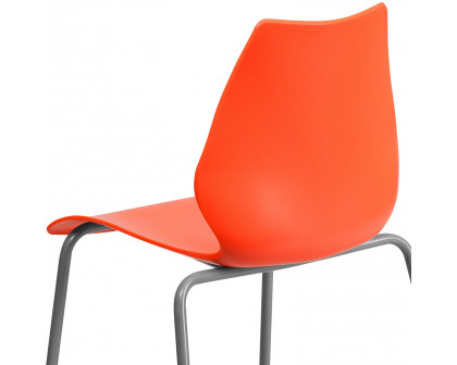 BLNK HERCULES Series Stack Chair with Lumbar Support and Silver Frame - Orange