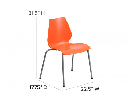 BLNK HERCULES Series Stack Chair with Lumbar Support and Silver Frame - Orange