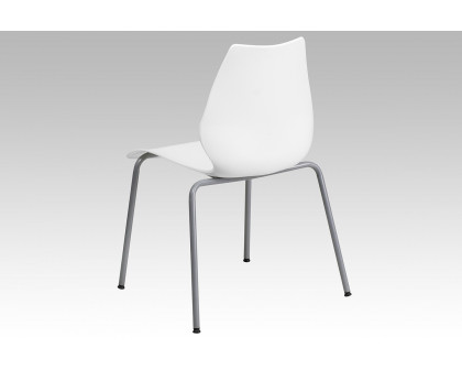 BLNK HERCULES Series Stack Chair with Lumbar Support and Silver Frame - White