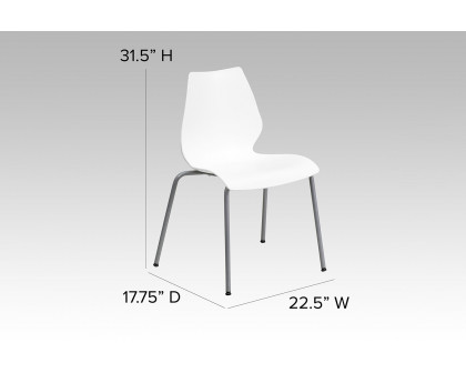 BLNK HERCULES Series Stack Chair with Lumbar Support and Silver Frame - White