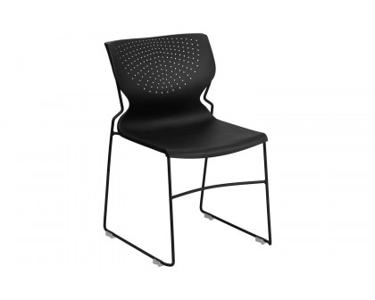 BLNK HERCULES Series Full Back Stack Chair with Powder Coated Frame - Black