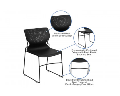 BLNK HERCULES Series Full Back Stack Chair with Powder Coated Frame - Black