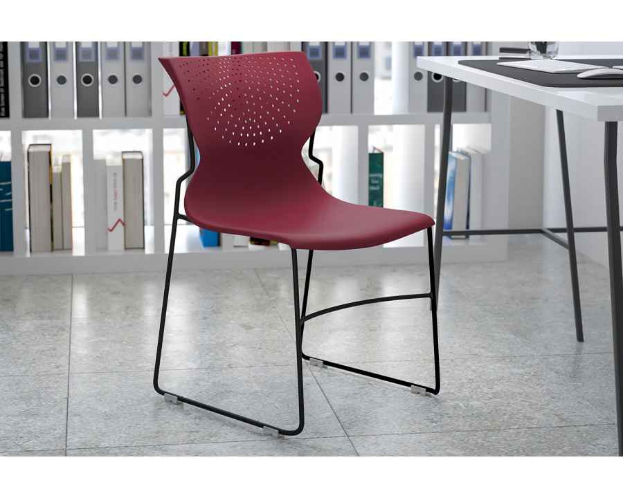 BLNK HERCULES Series Full Back Stack Chair with Gray Powder Coated Frame - Burgundy