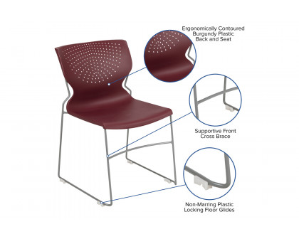 BLNK HERCULES Series Full Back Stack Chair with Gray Powder Coated Frame - Burgundy