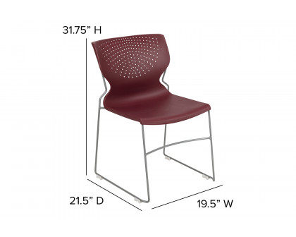 BLNK HERCULES Series Full Back Stack Chair with Gray Powder Coated Frame - Burgundy