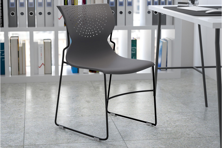 BLNK™ HERCULES Series Full Back Stack Chair with Powder Coated Frame - Gray