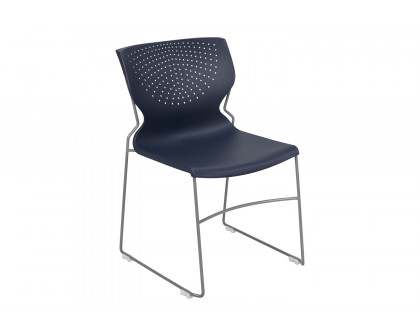 BLNK HERCULES Series Full Back Stack Chair with Gray Powder Coated Frame - Navy