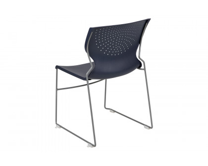 BLNK HERCULES Series Full Back Stack Chair with Gray Powder Coated Frame - Navy