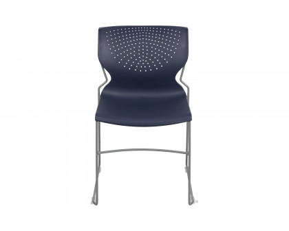 BLNK HERCULES Series Full Back Stack Chair with Gray Powder Coated Frame - Navy