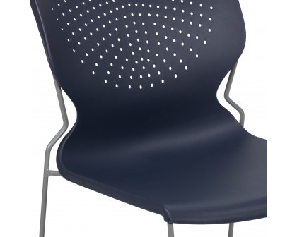 BLNK HERCULES Series Full Back Stack Chair with Gray Powder Coated Frame - Navy