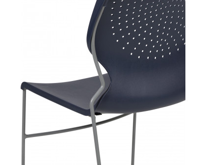 BLNK HERCULES Series Full Back Stack Chair with Gray Powder Coated Frame - Navy