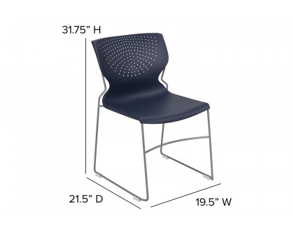 BLNK HERCULES Series Full Back Stack Chair with Gray Powder Coated Frame - Navy