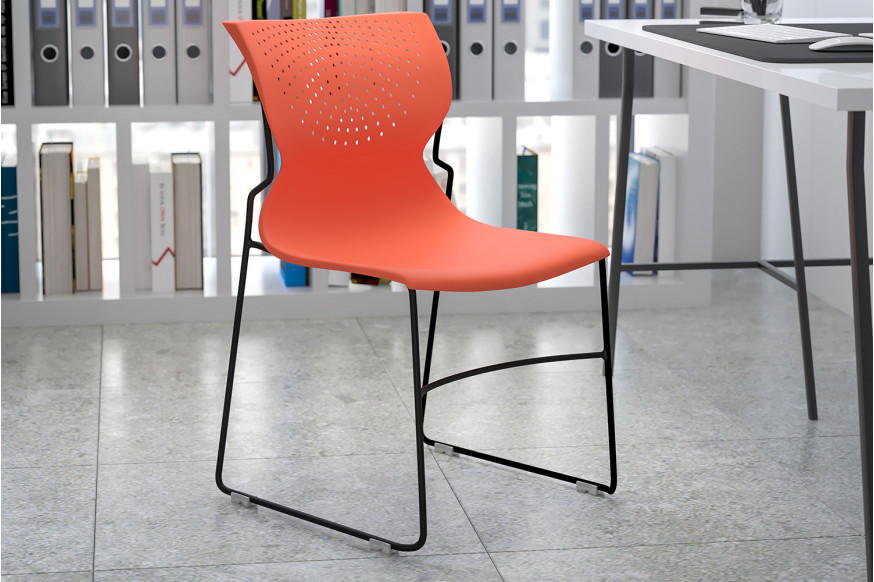 BLNK™ HERCULES Series Full Back Stack Chair with Gray Powder Coated Frame - Orange