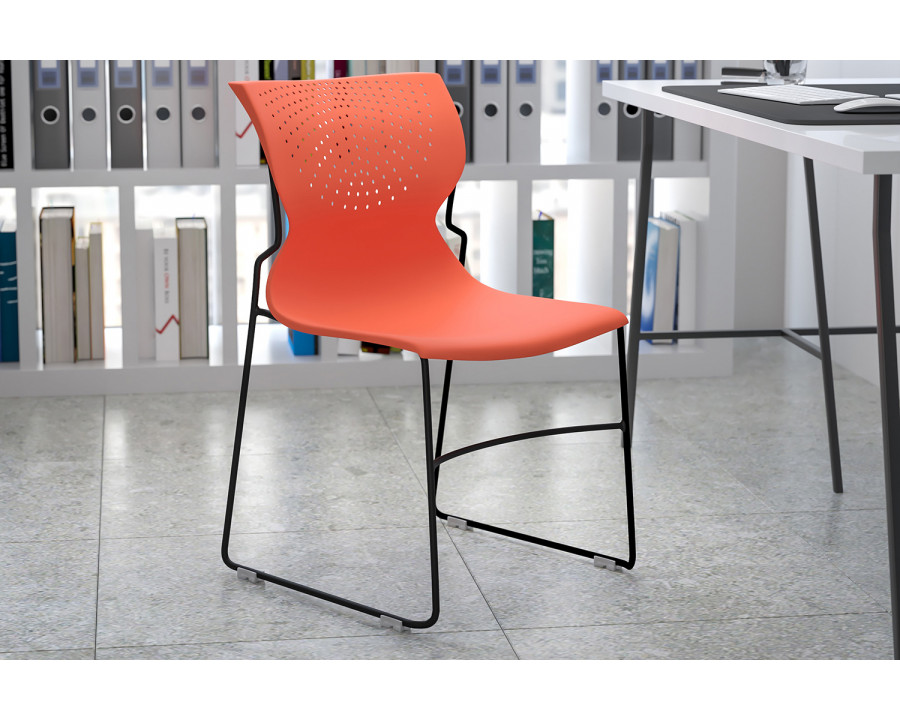 BLNK HERCULES Series Full Back Stack Chair with Gray Powder Coated Frame - Orange