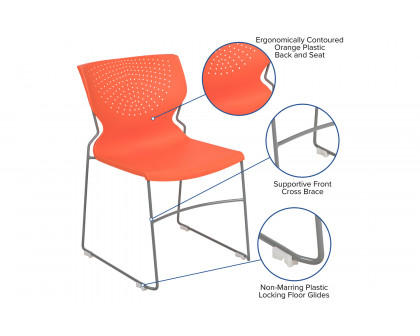 BLNK™ HERCULES Series Full Back Stack Chair with Gray Powder Coated Frame - Orange