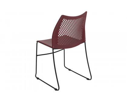 BLNK HERCULES Series Stack Chair with Air-Vent Back and Black Powder Coated Sled Base - Burgundy