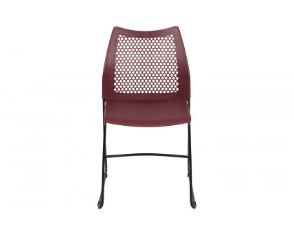 BLNK HERCULES Series Stack Chair with Air-Vent Back and Black Powder Coated Sled Base - Burgundy