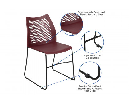 BLNK HERCULES Series Stack Chair with Air-Vent Back and Black Powder Coated Sled Base - Burgundy