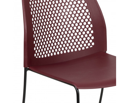 BLNK HERCULES Series Stack Chair with Air-Vent Back and Black Powder Coated Sled Base - Burgundy