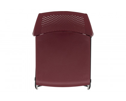 BLNK HERCULES Series Stack Chair with Air-Vent Back and Black Powder Coated Sled Base - Burgundy