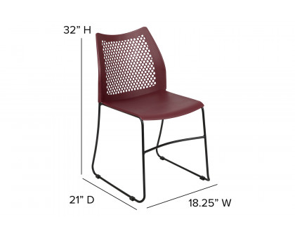 BLNK HERCULES Series Stack Chair with Air-Vent Back and Black Powder Coated Sled Base - Burgundy