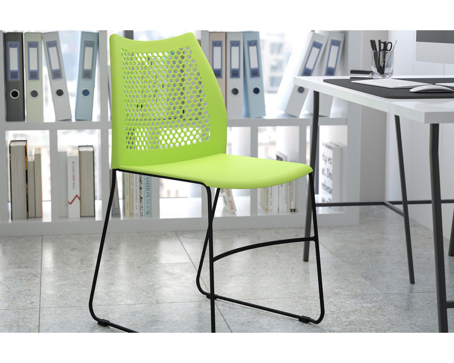 BLNK HERCULES Series Stack Chair with Air-Vent Back and Gray Powder Coated Sled Base