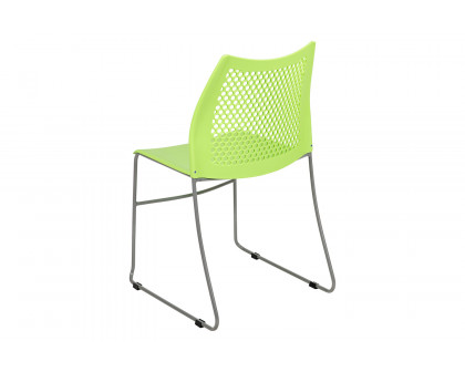 BLNK™ HERCULES Series Stack Chair with Air-Vent Back and Gray Powder Coated Sled Base - Green