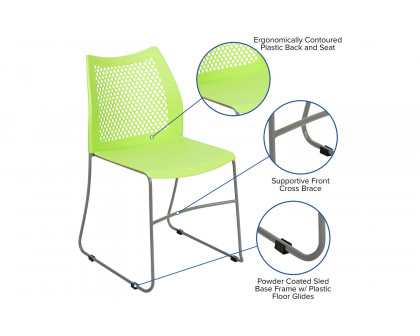 BLNK™ HERCULES Series Stack Chair with Air-Vent Back and Gray Powder Coated Sled Base - Green