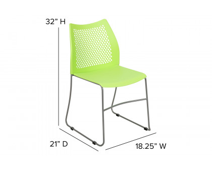 BLNK™ HERCULES Series Stack Chair with Air-Vent Back and Gray Powder Coated Sled Base - Green