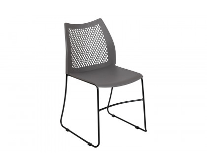 BLNK HERCULES Series Stack Chair with Air-Vent Back and Black Powder Coated Sled Base - Gray