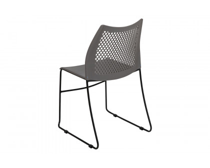 BLNK HERCULES Series Stack Chair with Air-Vent Back and Black Powder Coated Sled Base - Gray