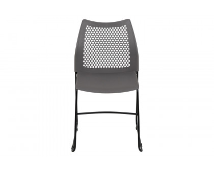 BLNK HERCULES Series Stack Chair with Air-Vent Back and Black Powder Coated Sled Base - Gray