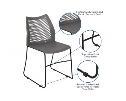 BLNK HERCULES Series Stack Chair with Air-Vent Back and Black Powder Coated Sled Base - Gray